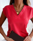 Elegant Ladies' Top with V-Neck