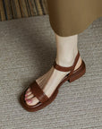 Elegant Leather Women's Sandals - Sturdy and Comfortable