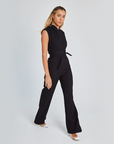 Elegant Sleeveless Jumpsuit with V-Neck and Wide Legs