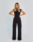 Elegant Sleeveless Jumpsuit with V-Neck and Wide Legs