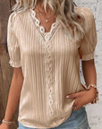 Elegant V-Neck Shirt with Simple Lace