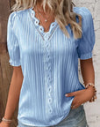 Elegant V-Neck Shirt with Simple Lace