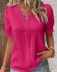 Elegant V-Neck Shirt with Simple Lace