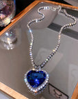 Elegant and Stylish Blue Heart Necklace in Crystal - Amanda
