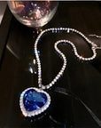 Elegant and Stylish Blue Heart Necklace in Crystal - Amanda