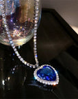 Elegant and Stylish Blue Heart Necklace in Crystal - Amanda