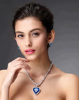 Elegant and Stylish Blue Heart Necklace in Crystal - Amanda
