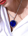 Elegant and Stylish Blue Heart Necklace in Crystal - Amanda