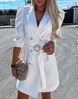 Elegant blazer dress with belt - Alina