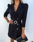 Elegant blazer dress with belt - Alina