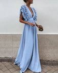 Elegant maxi evening dress with ruffles - Bernatte