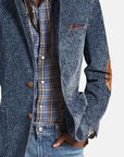 Elon - Casual Suede Blazer with Herringbone Pattern