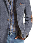 Elon - Casual Suede Blazer with Herringbone Pattern