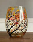 Four Seasons Tree Wine Glasses - Hand Painted Art