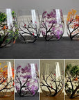 Four Seasons Tree Wine Glasses - Hand Painted Art