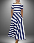 Kiona - Elegant Striped Printed Maxi Dress