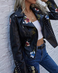 Kymber – Floral Pattern Leather Jacket