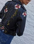 Kymber – Floral Pattern Leather Jacket