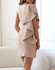 Leah - Women's Cocktail Dress with One Shoulder and Ruffled Sleeves