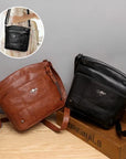 Leather Shoulder Bag with Multiple Pockets and Large Capacity