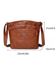 Leather Shoulder Bag with Multiple Pockets and Large Capacity