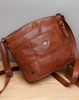 Leather Shoulder Bag with Multiple Pockets and Large Capacity