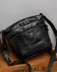 Leather Shoulder Bag with Multiple Pockets and Large Capacity