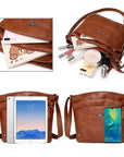 Leather Shoulder Bag with Multiple Pockets and Large Capacity