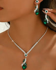 Lelia - Rhinestone Necklace and Earrings Set
