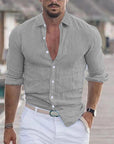 Linen Men's Shirt with Turn-Down Collar – Dino