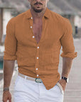 Linen Men's Shirt with Turn-Down Collar – Dino