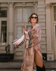 Long kimono with floral print for women - Barbara