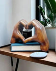 LoveSculpt – Modern Wooden Hands Heart Statue