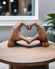 LoveSculpt – Modern Wooden Hands Heart Statue