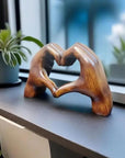 LoveSculpt – Modern Wooden Hands Heart Statue