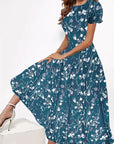 Maria - Dress with Round Neckline and Floral Print
