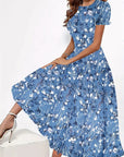 Maria - Dress with Round Neckline and Floral Print