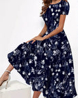 Maria - Dress with Round Neckline and Floral Print