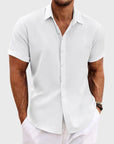 Men's Short Sleeve Cotton and Linen Shirt - Luca