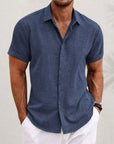 Men's Short Sleeve Cotton and Linen Shirt - Luca