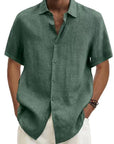 Men's Short Sleeve Cotton and Linen Shirt - Luca