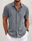 Men's Short Sleeve Cotton and Linen Shirt - Luca