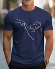 Men's T-shirt with Round Neck and Funny Print of Dog and Fist - Carl