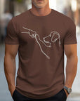 Men's T-shirt with Round Neck and Funny Print of Dog and Fist - Carl