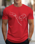 Men's T-shirt with Round Neck and Funny Print of Dog and Fist - Carl