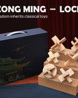 MindPuzzle - Wooden Brain Teaser Gift Set with 6 Kongming Lock Puzzles