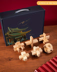 MindPuzzle - Wooden Brain Teaser Gift Set with 6 Kongming Lock Puzzles