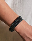 Natural Stone Obsidian Magnetic Buckle Men's Leather Bracelet