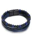 Natural Stone Obsidian Magnetic Buckle Men's Leather Bracelet