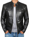 Phoenix - Stylish leather jacket for men with zip pockets